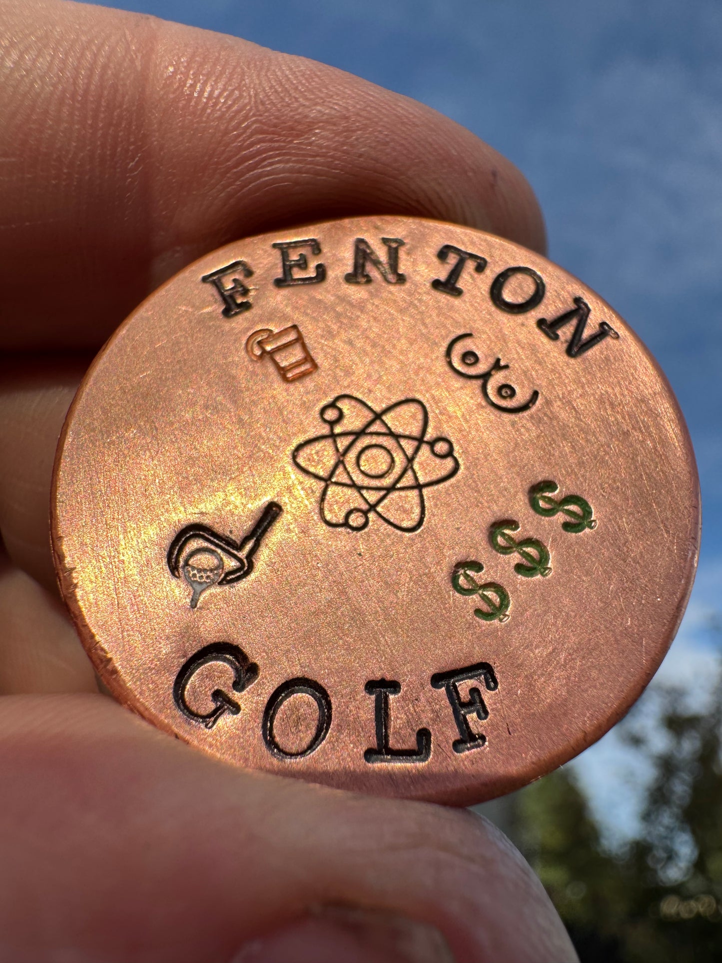 Custom Hand-Stamped Copper Golf Ball Marker