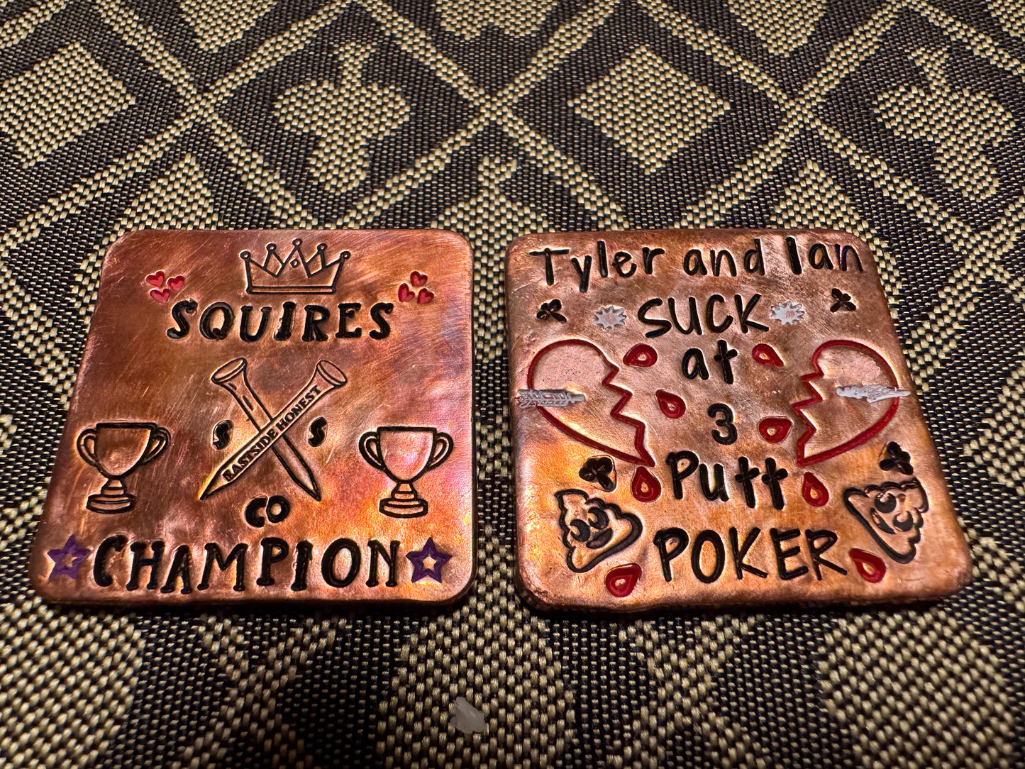 Custom Hand-Stamped Copper Golf Ball Marker