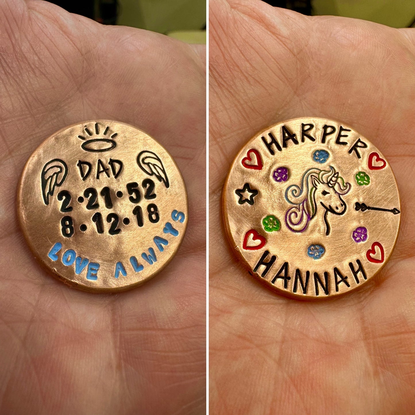 Custom Hand-Stamped Copper Golf Ball Marker