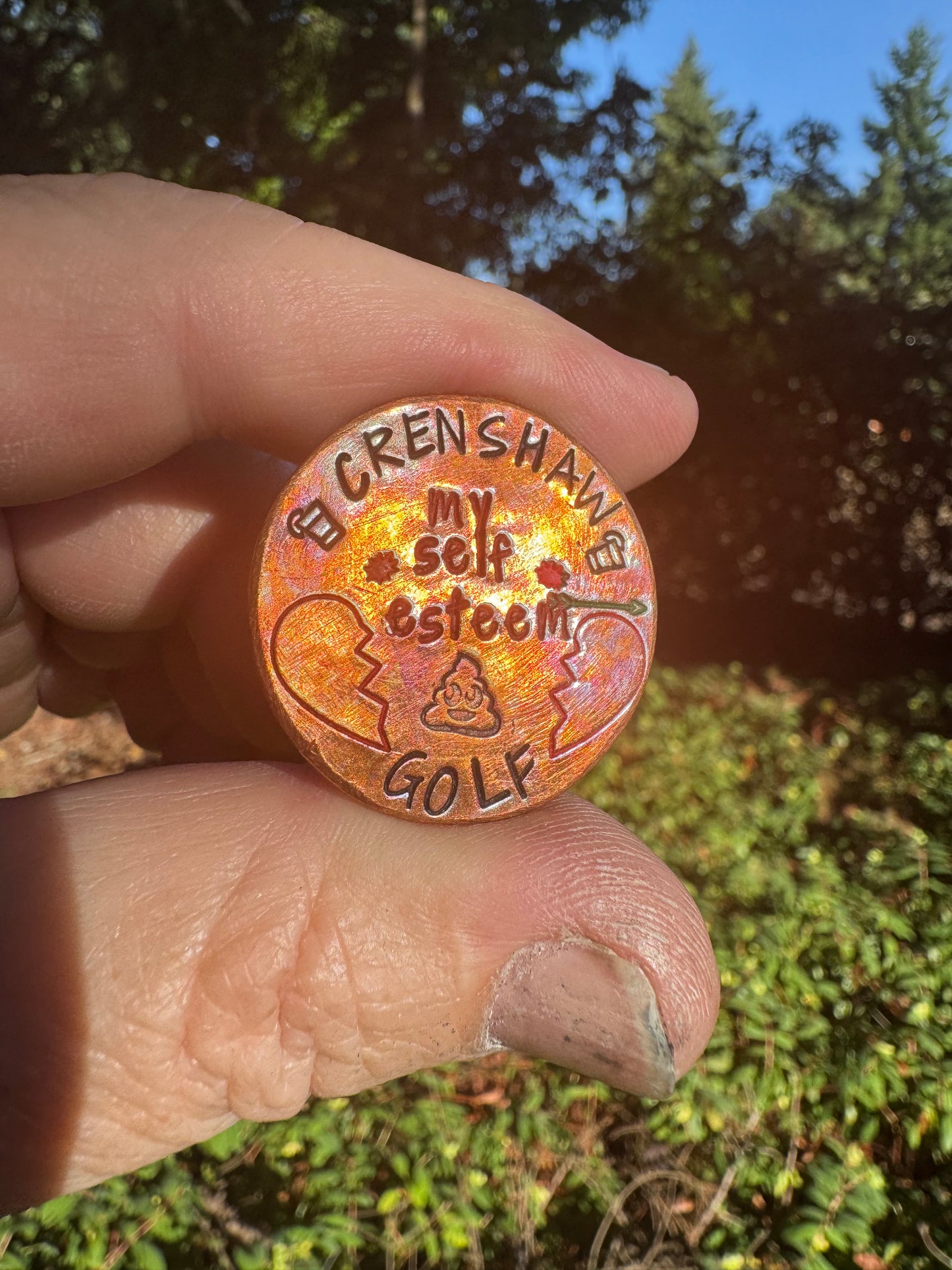 Custom Hand-Stamped Copper Golf Ball Marker