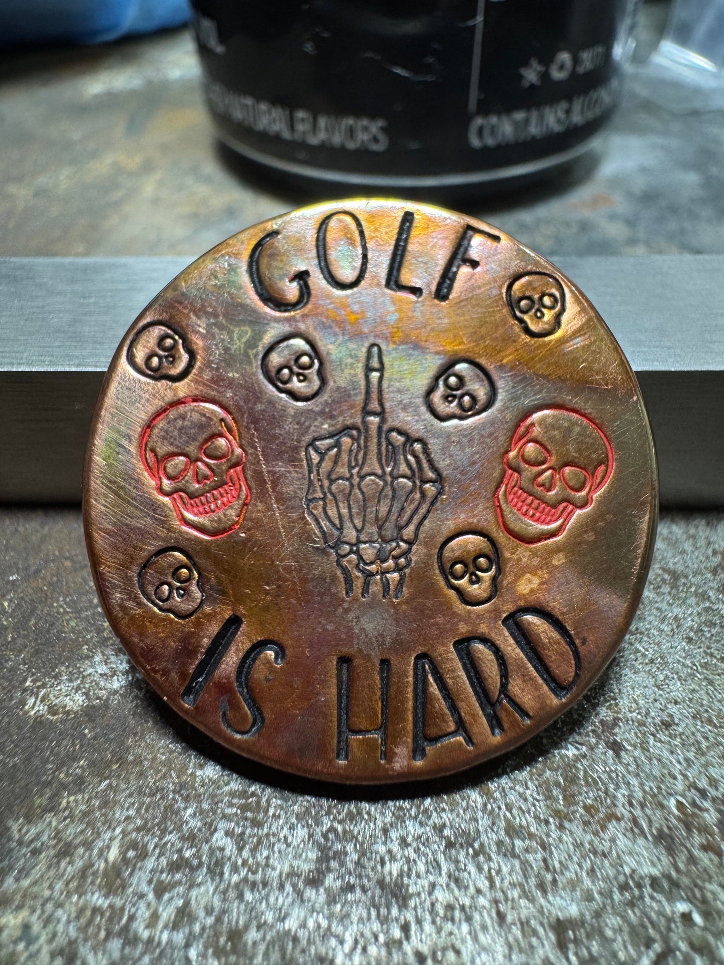 Custom Hand-Stamped Copper Golf Ball Marker